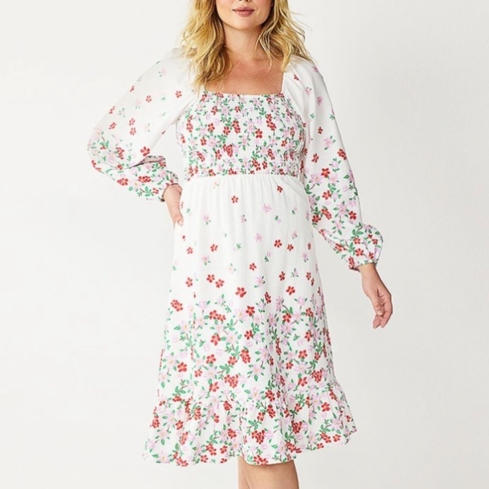 BOGO! Draper James Smocked Floral Linen Blend Midi Dress Size Small - Picture 11 of 11
